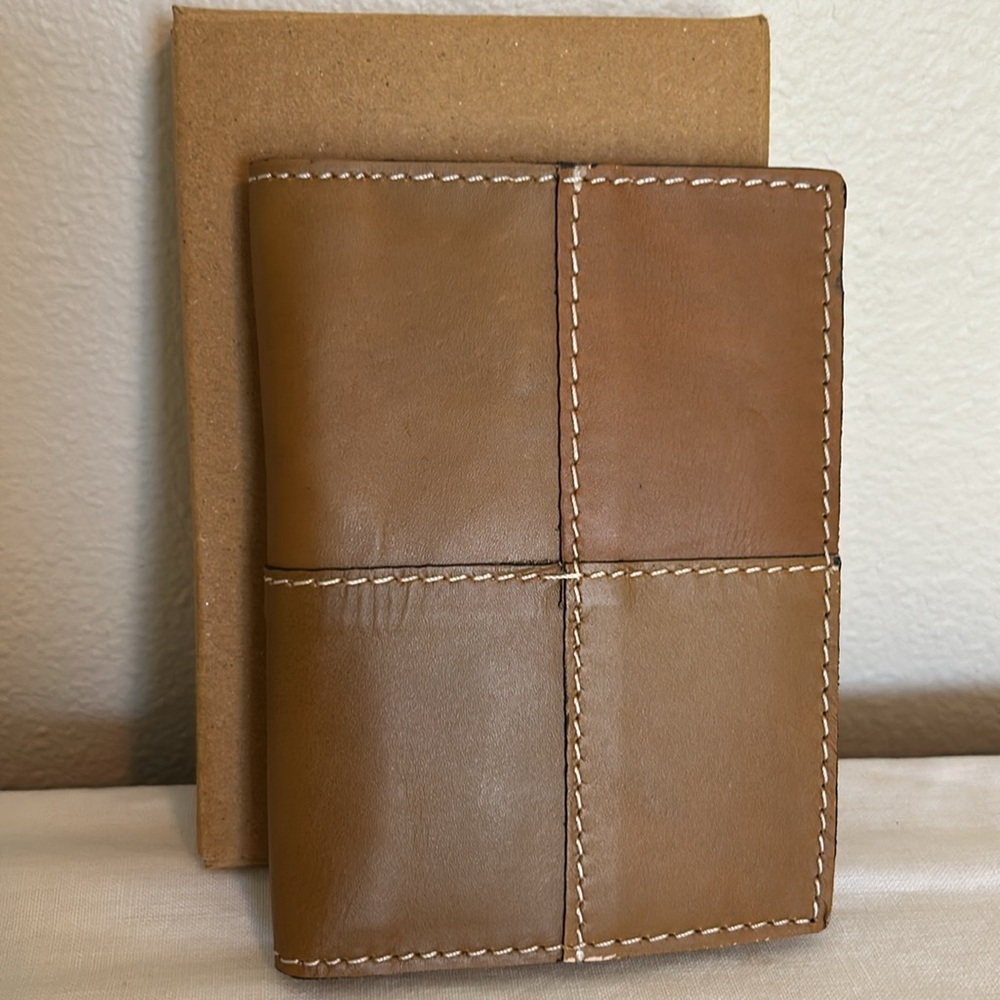 New Pottery Barn Tan Leather Passport Holder